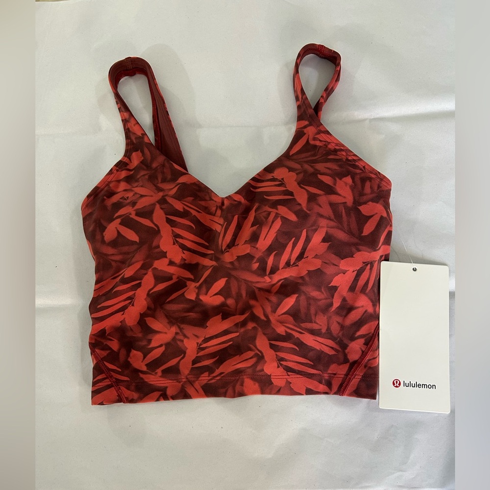 Lululemon Align Spray Leaf Red Cropped Tank Top